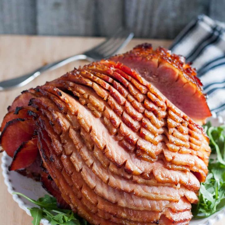 ﻿Make your baked ham extra special with a homemade glaze. It takes just 5 minutes to make the glaze for this bourbon honey glazed ham! * Recipe on GoodieGodmother.com