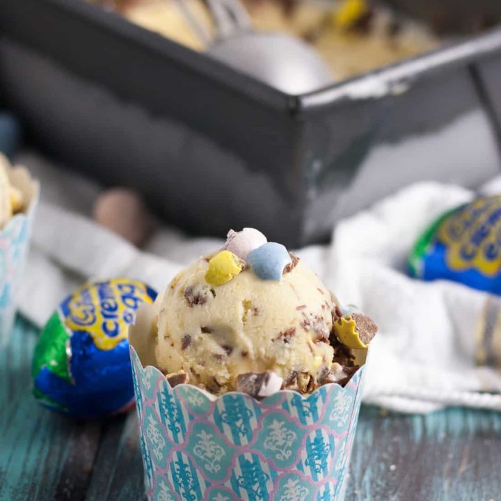 ﻿Homemade gelato is ultra creamy, sweet, and this version is a unique make ahead dessert to serve in springtime! Cadbury creme egg gelato is a great way to use all that Easter chocolate! * Recipe on GoodieGodmother.com