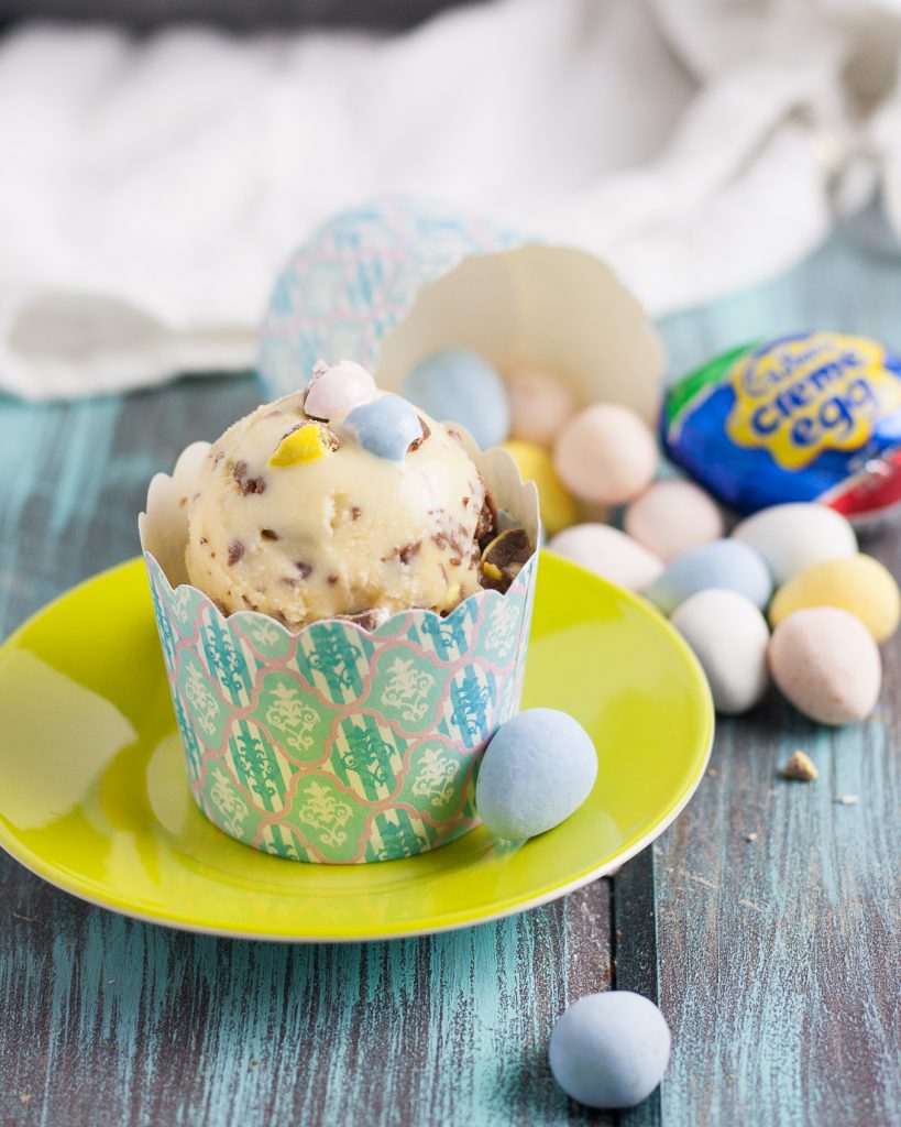 Homemade gelato is ultra creamy, sweet, and this version is a unique make ahead dessert to serve in springtime! Cadbury creme egg gelato is a great way to use all that Easter chocolate! * Recipe on GoodieGodmother.com