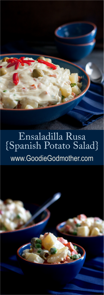 Ensaladilla Rusa, also called Ensalada Rusa, or just Spanish potato salad, is a favorite Spanish dish. * Recipe on GoodieGodmother.com