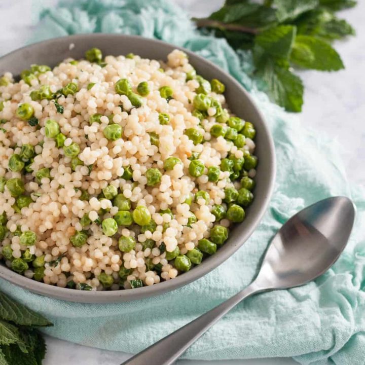 Mint provides a refreshing flavor to this mint pea couscous. * Recipe on GoodieGodmother.com