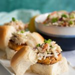 Easy Asian Tuna sliders topped with a creamy Asian slaw are a unique slider recipe ready in minutes! * GoodieGodmother.com