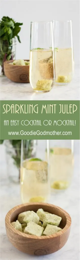 Prepare the homemade mint sugar cubes in advance, and serve up a sparkling mint julep in no time! A perfect drink idea for showers since you can easily provide the option for with alcohol or without alcohol. * Recipe on GoodieGodmother.com
