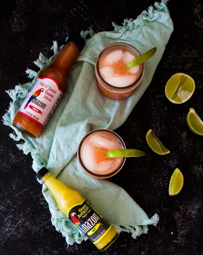 Sweet meets heat with a Caribbean twist in this easy spicy guava margarita recipe! * Recipe on GoodieGodmother.com