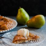 A unique seasonal fall dessert, caramelized pear upside down pie is a great reason to break out the cast iron cookware! * Recipe on GoodieGodmother.com