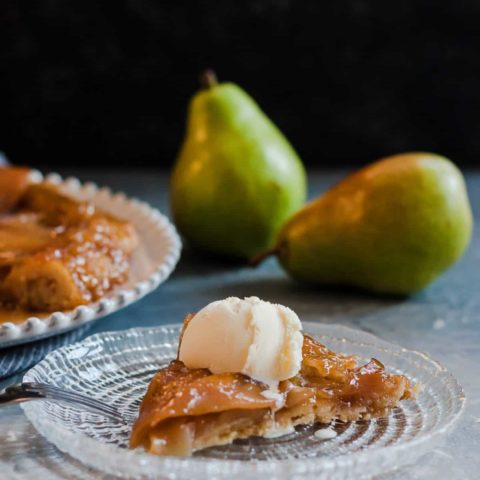 Caramelized Pear Upside Down Pie - Goodie Godmother