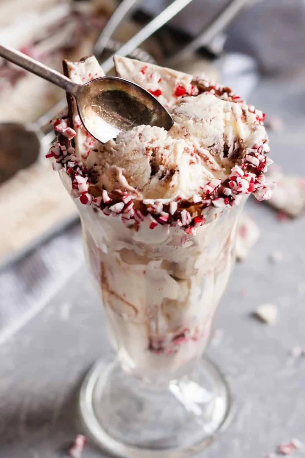No churn peppermint bark ice cream is a perfect warm weather Christmas dessert recipe! * Recipe on GoodieGodmother.com