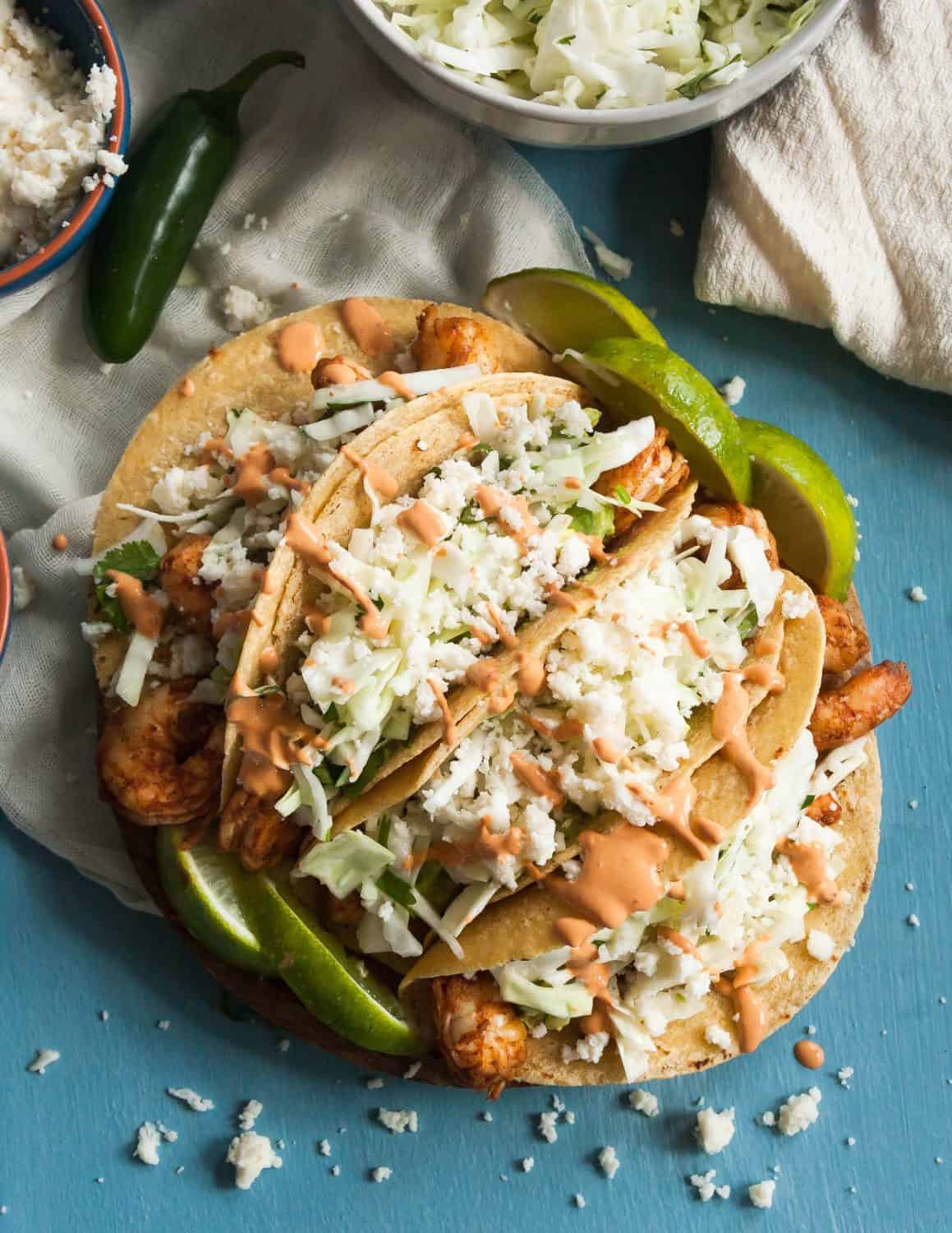 Whether you make them indoors on a grill pan or fire up the outdoor grill, these grilled shrimp tacos put you in a beach state of mind no matter the weather. * Recipe on GoodieGodmother.com