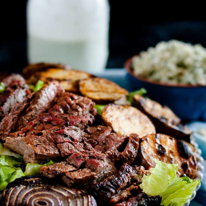 Fire up the grill and whip up a steakhouse-worthy treat at home. This grilled skirt steak salad with blue cheese dressing is a hearty salad for the steak-loving crowd.  * Recipe on GoodieGodmother.com