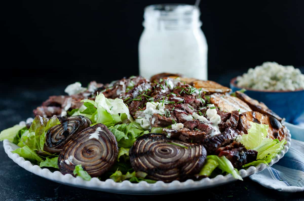 Fire up the grill and whip up a steakhouse-worthy treat at home. This grilled skirt steak salad with blue cheese dressing is a hearty salad for the steak-loving crowd.  * Recipe on GoodieGodmother.com