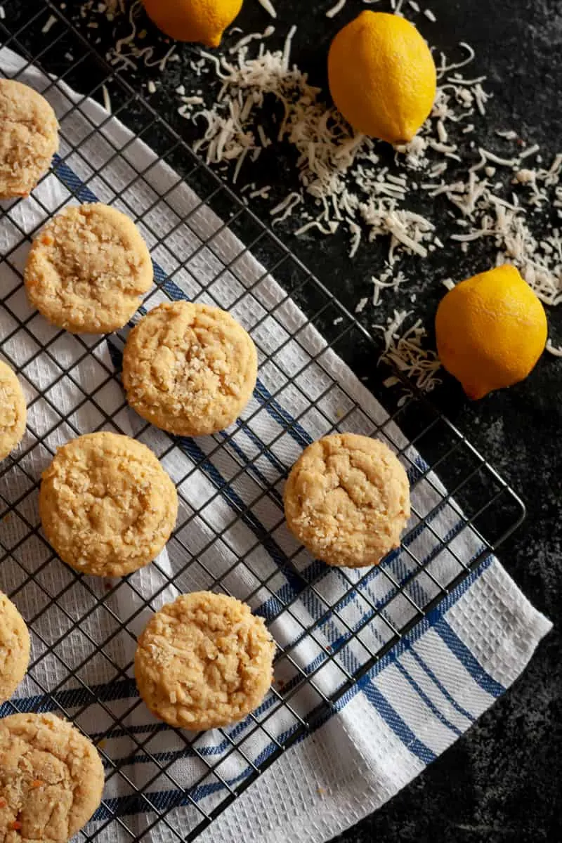 Need a recipe to use up a lot of egg yolks? These lemon coconut cookies are just the recipe! These lightly sweetened lemon cookies are soft, rich, and a little unique with the added coconut. * Recipe on GoodieGodmother.com