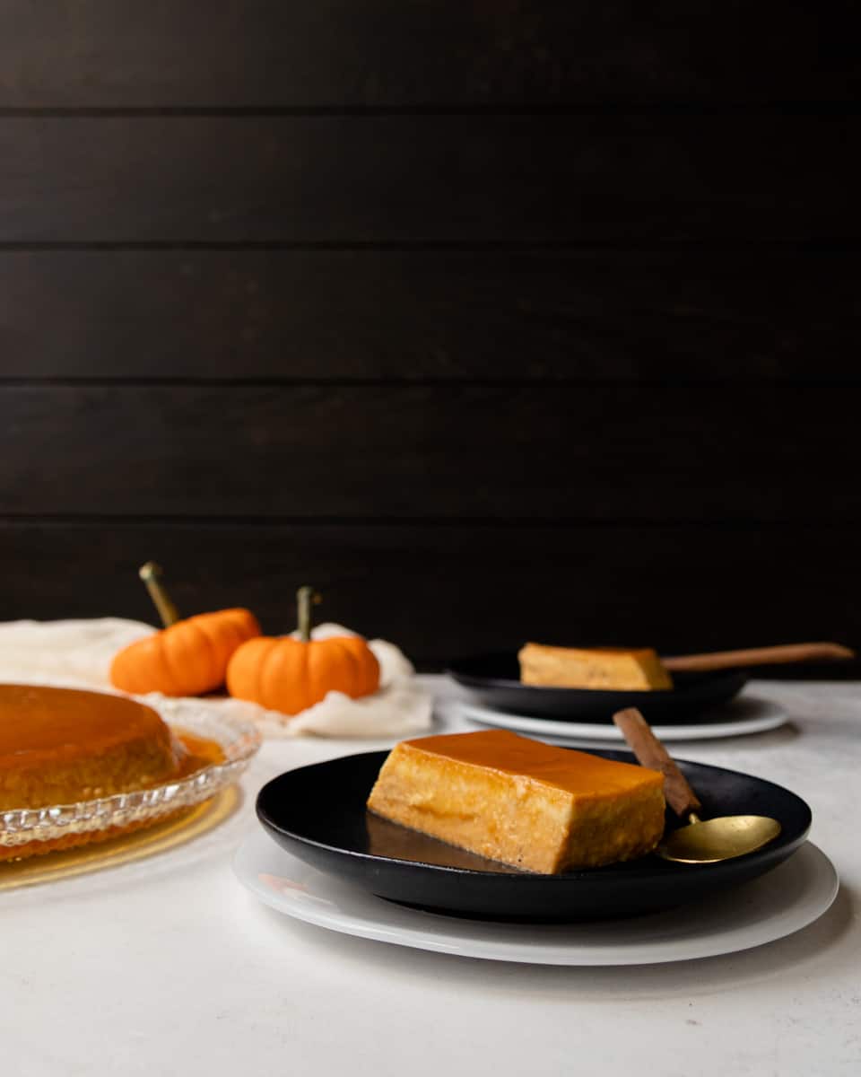 Pumpkin flan is a dessert even your abuela would approve! Just the right amount of pumpkin and spices with that classic flan flavor. * Recipe on GoodieGodmother.com