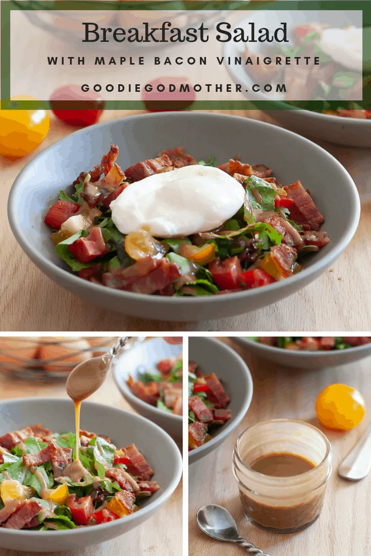 Add greens to your breakfast with this delicious breakfast salad recipe! The maple vinaigrette is amazing... #breakfast #salad #lowcarb #bacon