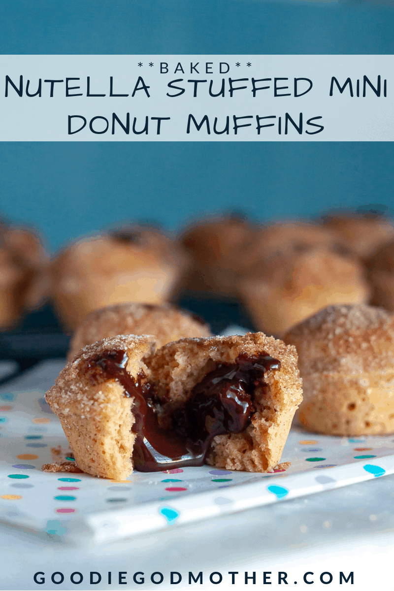 Satisfy your breakfast sweet tooth with these easy Nutella Stuffed Mini Donut Muffins!﻿ * Recipe on GoodieGodmother.com