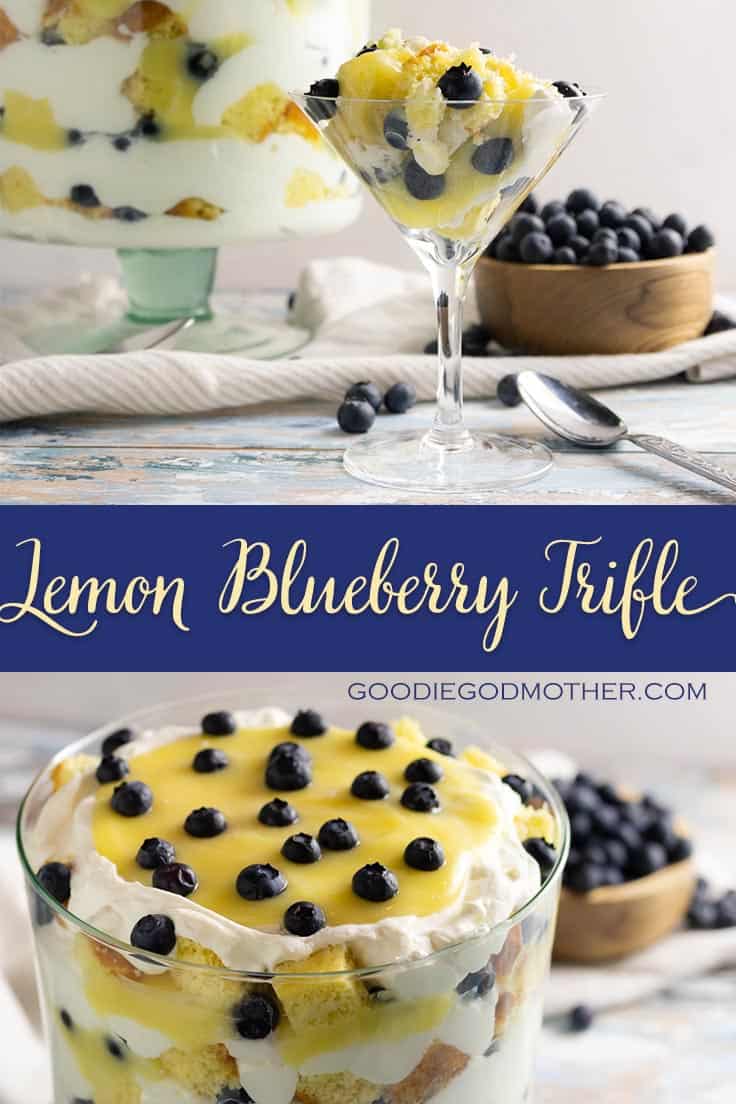 Easy, beautiful, and delicous, you can make this lemon blueberry trifle from scratch, or take a few shortcuts for a stunning semi-homemade dessert! * Recipe on GoodieGodmother.com