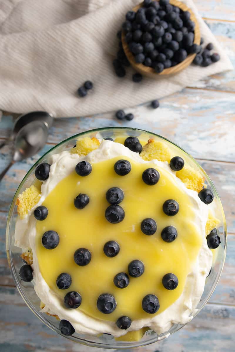 Easy, beautiful, and delicous, you can make this lemon blueberry trifle from scratch, or take a few shortcuts for a stunning semi-homemade dessert! * Recipe on GoodieGodmother.com