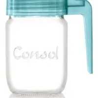 Classic Glass Preserve Mason Jar Fitted With An Easy Pouring Non Drip Angled Spout & BPA-Free Lid Converts it Into A Versatile Jug – By Consol (8oz, Blue)