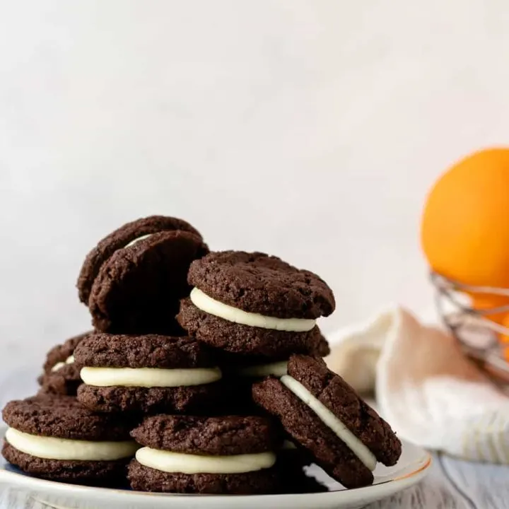 Rich chocolate orange cardamom cookie sandwiches are a grown up version of a childhood treat. * Recipe on GoodieGodmother.com