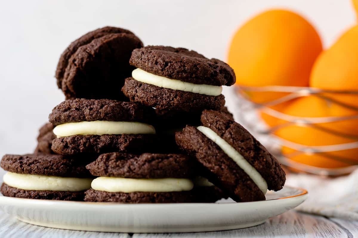 Rich chocolate orange cardamom cookie sandwiches are a grown up version of a childhood treat. * Recipe on GoodieGodmother.com
