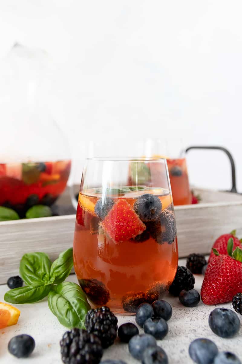Summer's favorite wine shines with berries in this mixed berry basil rosé sangria recipe! - Ready to serve cocktail