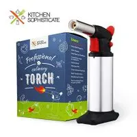 Professional Culinary Torch (Butane) Kitchen Cooking Tool for Searing Food, Meat, Crème Brulee | Adjustable Flame, Safety Lock | Chef Craftsmanship, Home Use