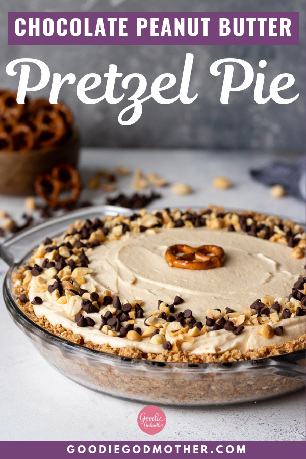 Salty and sweet, this light no bake chocolate peanut butter pretzel pie makes a great special dessert on a hot day! #dessertideas #nobake #peanutbutter #chocolate #easypies #easyrecipe #foodideas
