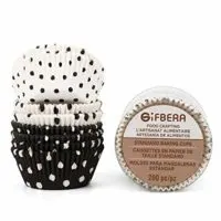 GIFBERA 200 Piece Polka Dots Paper Baking Cups/Cupcake Liners, Standard Size, Black and White