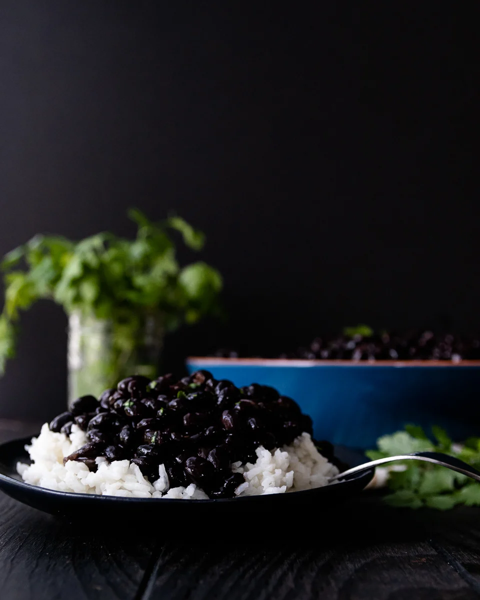 serving suggestion for cuban black beans as a side. Served over long grain white rice