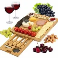 CTFT Cheese Board and Knife Set Bamboo Charcuterie Platter & Serving Tray for Cheese,Wine, Crackers, Brie and Meat