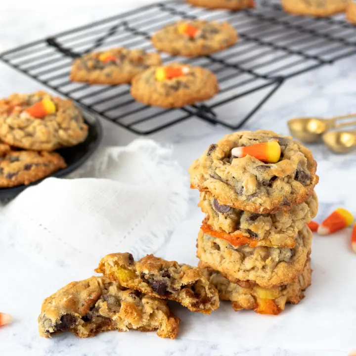 Candy Corn Chocolate Chip Oatmeal Cookies