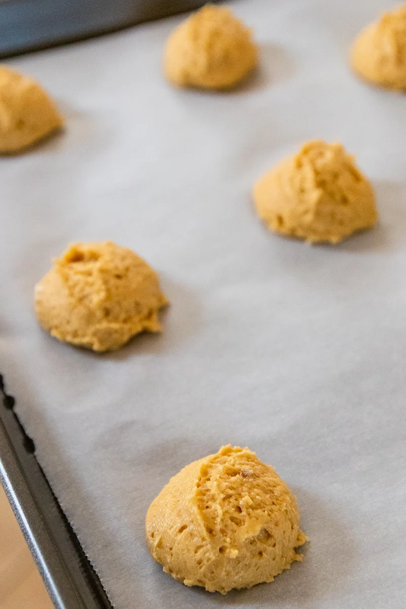 unbaked dough on cookie sheets