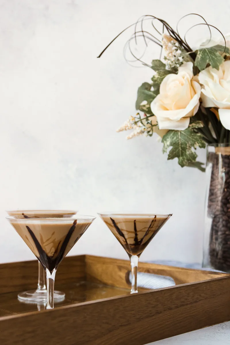 salted caramel chocolate martini on a tray
