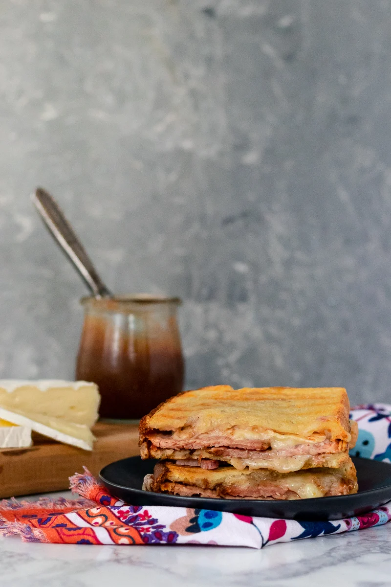 gourmet hot ham and cheese recipe - ham apple butter and brie sandwich