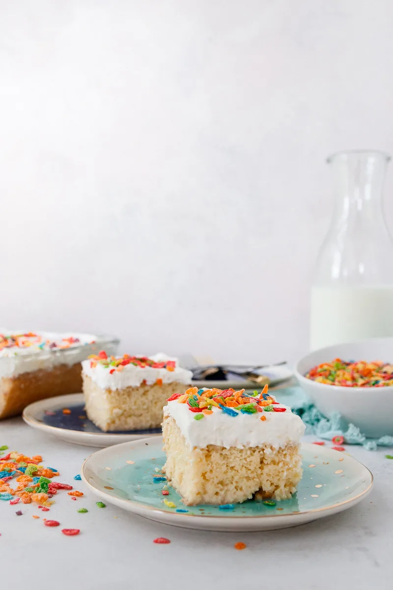 sliced cereal milk tres leches cake