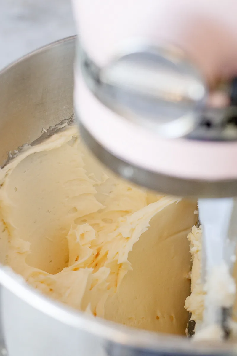 american buttercream frosting in the mixing bowl