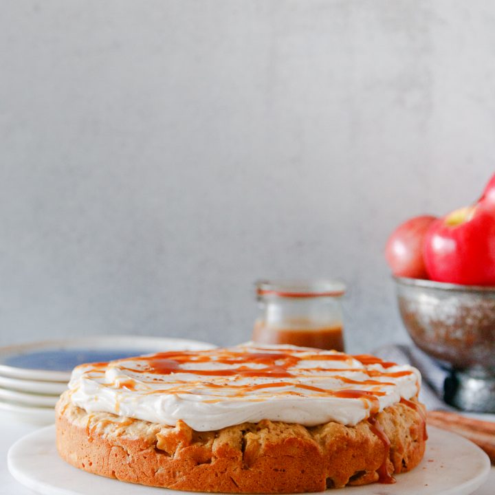 caramel-drizzled apple breakfast cake