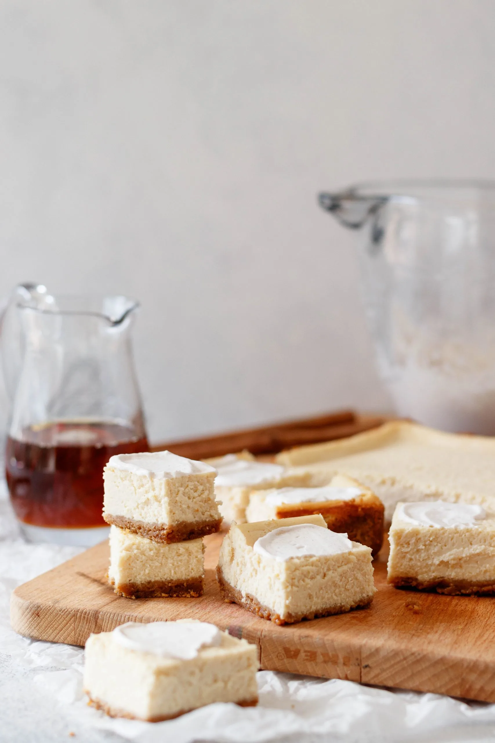 homemade cheesecake bars with real maple syrup