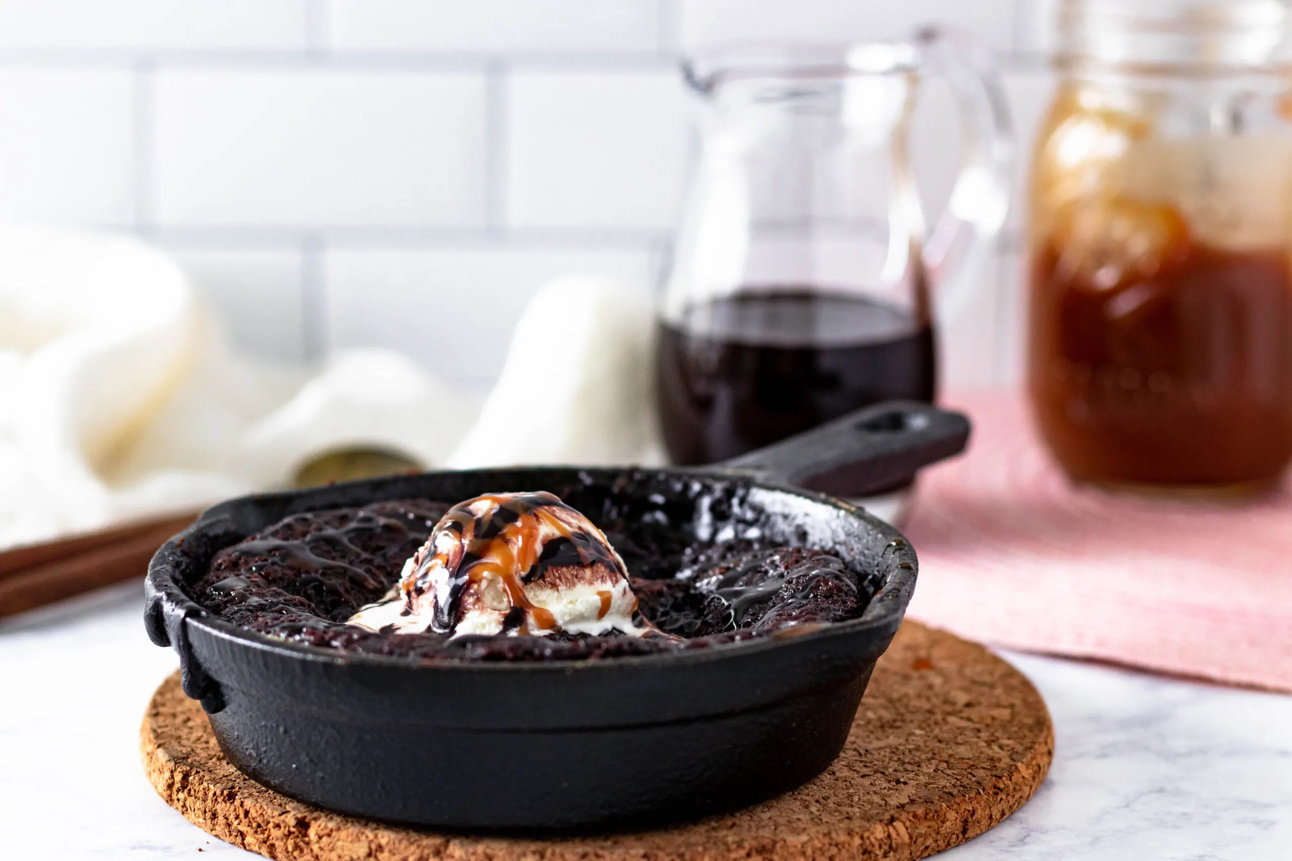 Iron Skillet Hot Fudge Pudding Cake - Biscuits & Burlap