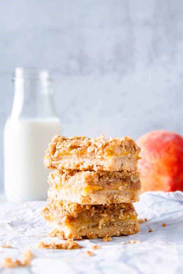 Brown Butter Peach Crumble Bars - Goodie Godmother