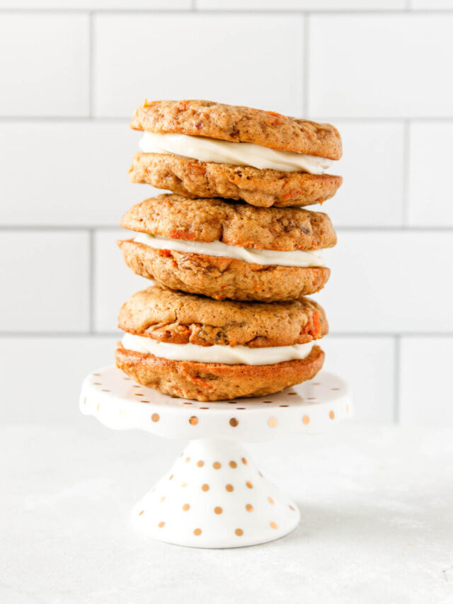 Yummy carrot cake sandwich cookies with cream cheese frosting